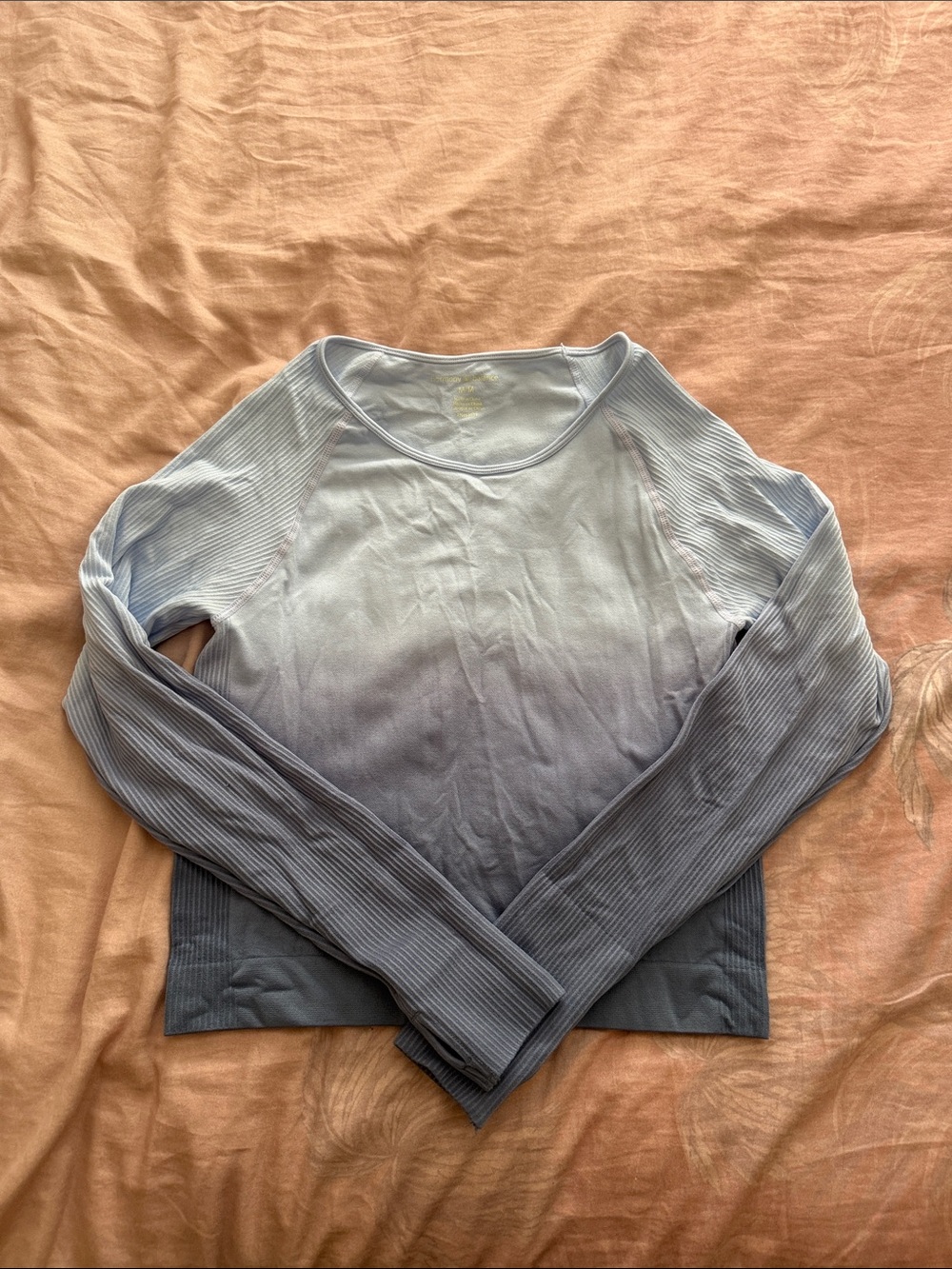Women's Ombre Long-Sleeve Seamless Top - Light Blue to Slate